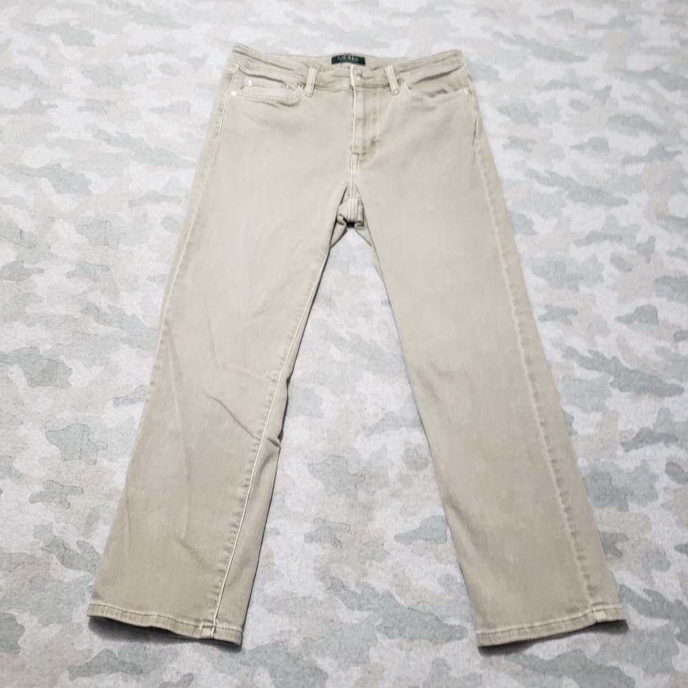 Lauren Ralph Lauren Jeans Womens 8 Green Premier Straight Crop Pockets